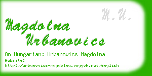 magdolna urbanovics business card